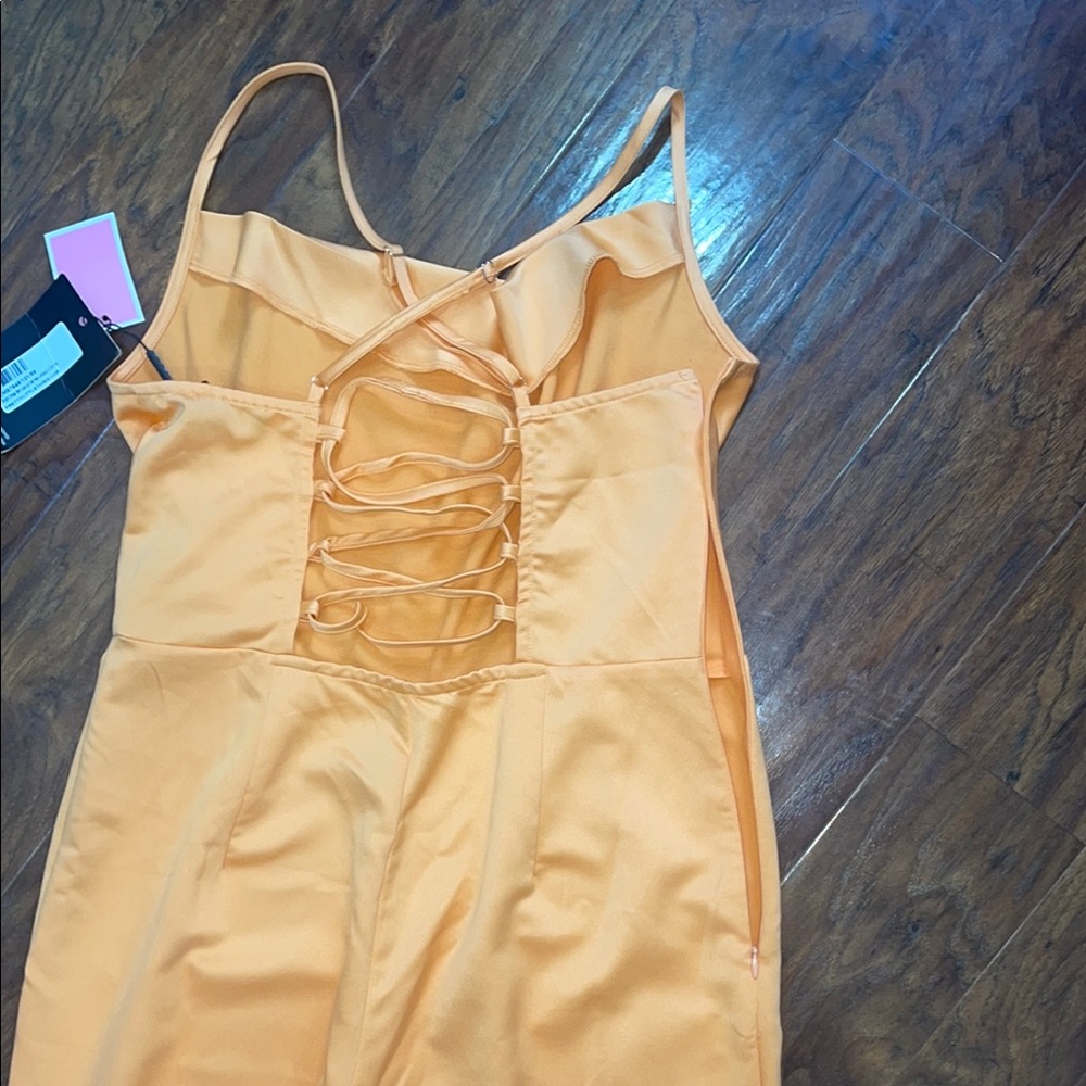 PrettyLittleThing Orange Spaghetti Strap Jumpsuit - Picture 4 of 6